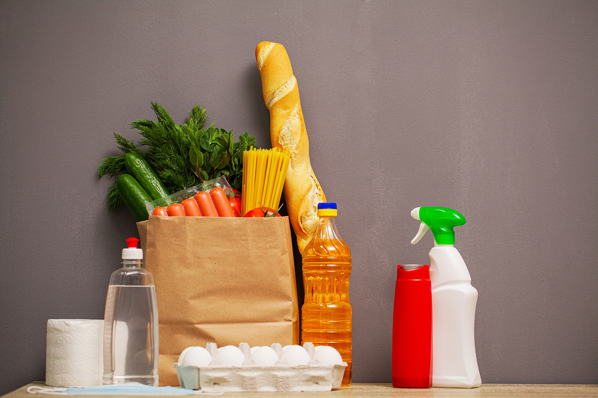 social assistance package with products for people in need help